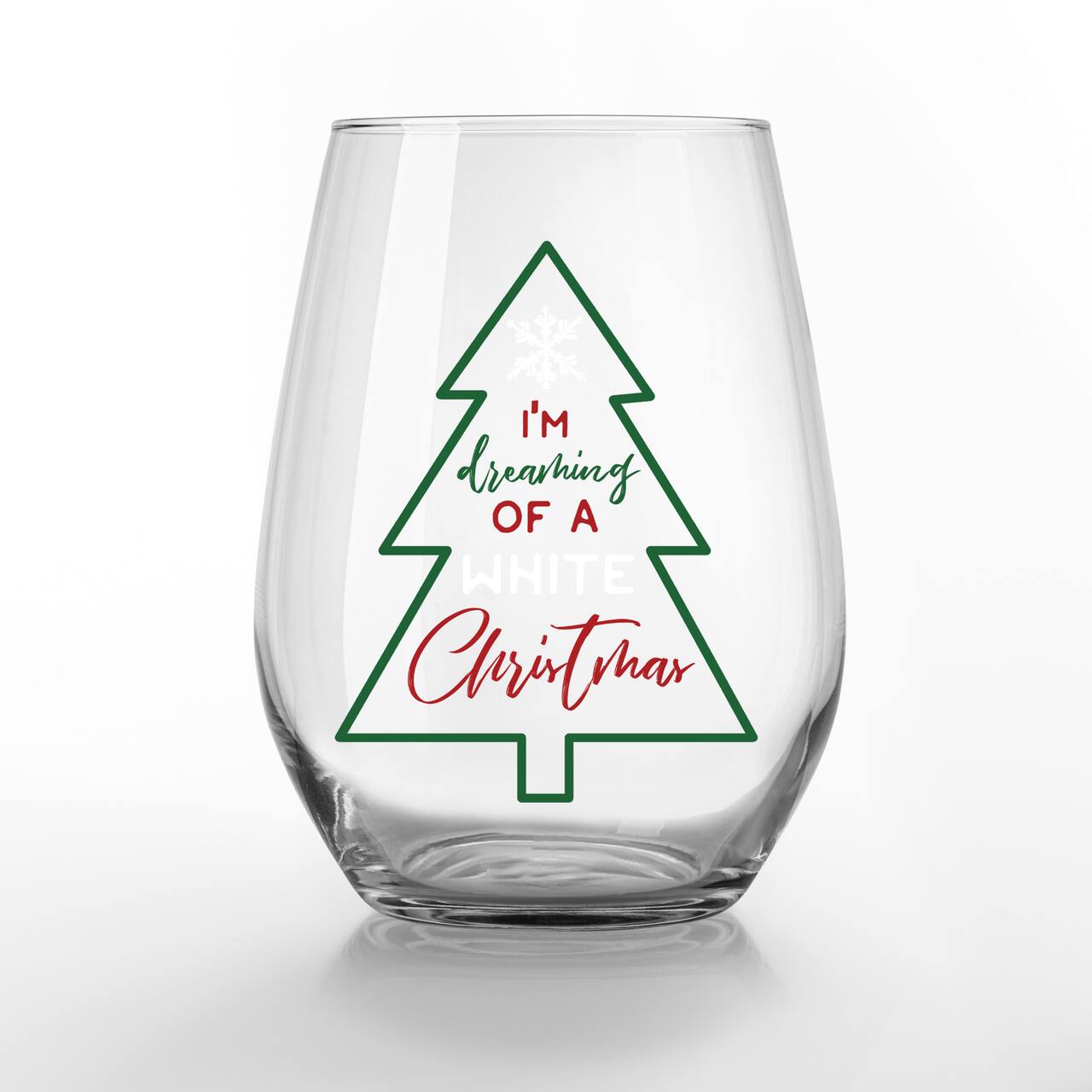 15oz. Dreaming of a White Christmas Stemless Wine Glass